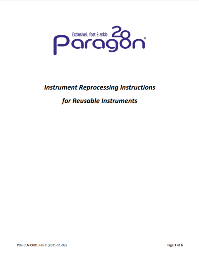 Reprocessing Instructions Paragon 28